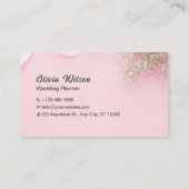 ピンクシンプル色ミニマリストフラワーウェディングプランナー 名刺 (裏面)