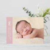 ピンクシンプル誕生モノグラムガールズ 案内状 (スタンド正面)