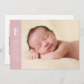 ピンクシンプル誕生モノグラムガールズ 案内状 (正面/裏面)