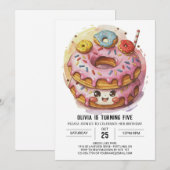 ピンクシンプル誕生日 招待状 (正面/裏面)