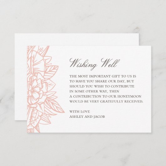 ピンクシンプル赤面結婚フローラの願い エンクロージャーカード (正面/裏面)