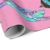ピンクシーウミガメと魚の包み紙 ラッピングペーパー (ロールコーナー)