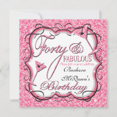 ピンクシーキン40歳誕生日パーティの招待状 招待状 (正面)
