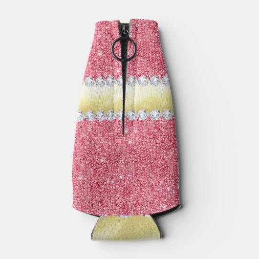 ピンクシークインズゴールドフォイルとダイヤモンド ボトルクーラー (裏面)