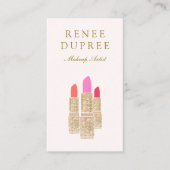 ピンクシークインリップスティックメイクアップアーティスト美しいサロン 名刺 (正面)