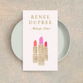 ピンクシークインリップスティックメイクアップアーティスト美しいサロン 名刺