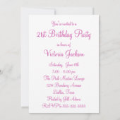 ピンクシークンズ21歳の誕生日パーティの招待状 招待状 (裏面)