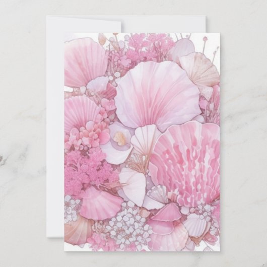 ピンクシーシェルお祝いシーガールベビーシャワー 招待状 (裏面)