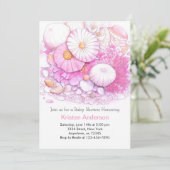 ピンクシーシェルアドベンチャーショアガールベビーシャワー 招待状 (スタンド正面)