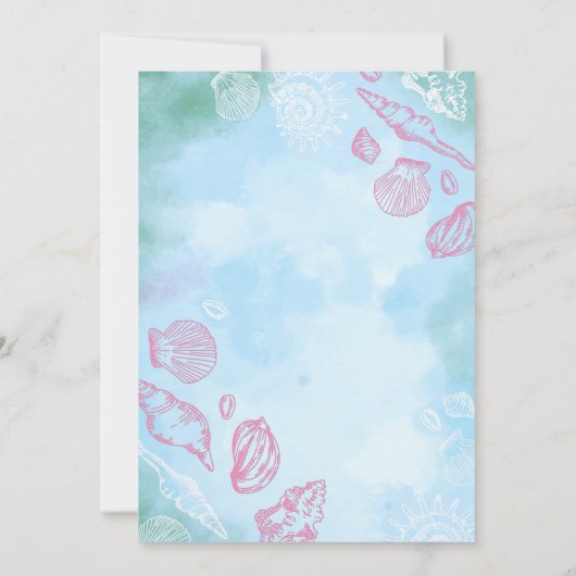 ピンクシーシェルズアンダーザシー海誕生日 招待状 (裏面)