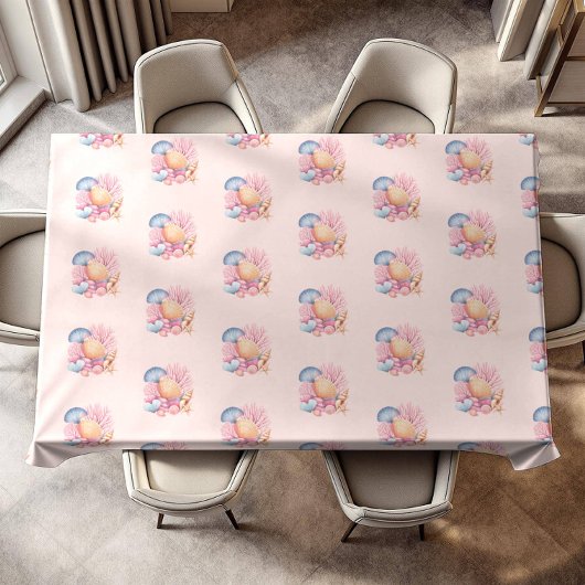 ピンクシーシェルビーチパーティー テーブルクロス