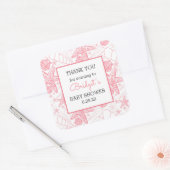 ピンクシーシェル赤ちゃんシャワー感謝していお気に入り スクエアシール (封筒)