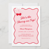 ピンクシーズがさくらんぼオントップブライダルシャワー 招待状 (正面)