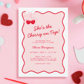 ピンクシーズがさくらんぼオントップブライダルシャワー 招待状