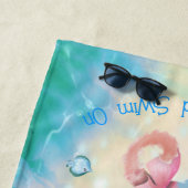 ピンクシーホースビーチタオルの上の平和な人魚 ビーチタオル (インサイチュ)