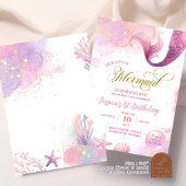 ピンクシーマーメイドファースト誕生日 招待状