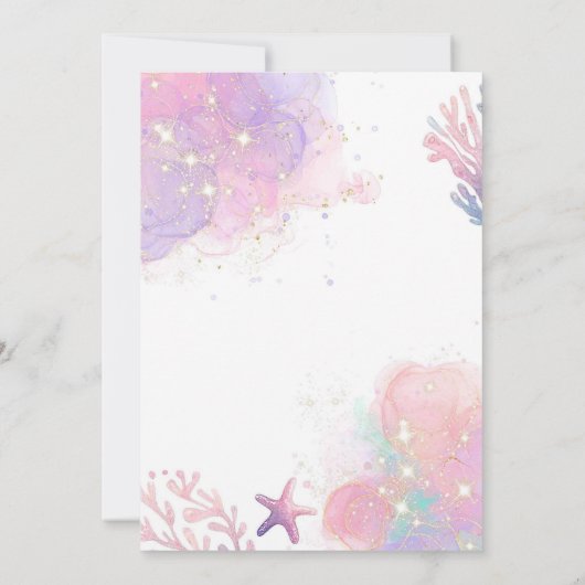 ピンクシーマーメイドファースト誕生日 招待状 (裏面)