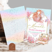 ピンクシーリトルマーメイド誕生日ガール招待状 招待状