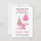 ピンクシール海の下の誕生日 サンキューカード (正面)