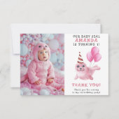 ピンクシール海の下の誕生日 サンキューカード (正面)