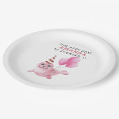 ピンクシール海の下の誕生日 ペーパープレート (アングル)