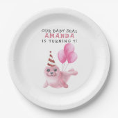 ピンクシール海の下の誕生日 ペーパープレート (正面)