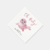 ピンクシール赤ちゃんシャワー スタンダードカクテルナプキン (角)