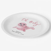 ピンクシール赤ちゃんシャワー ペーパープレート (アングル)