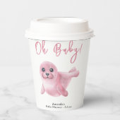 ピンクシール赤ちゃんシャワー 紙コップ (正面)