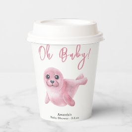 ピンクシール赤ちゃんシャワー 紙コップ