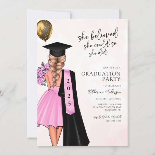 ピンクシー信じ卒業パーティー 招待状 (正面)