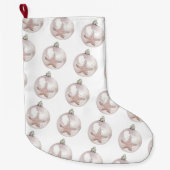 ピンクシー淡い色のスターオーナメントパターン ラージクリスマスストッキング (正面)