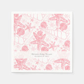 ピンクシー結婚シェルの女の子ベビーシャワーナプキン スタンダードカクテルナプキン (正面)