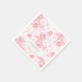 ピンクシー結婚シェルの女の子ベビーシャワーナプキン スタンダードカクテルナプキン (角)