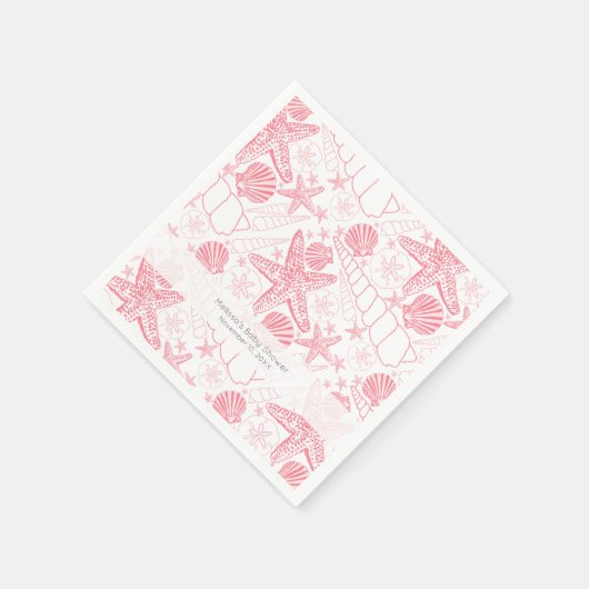 ピンクシー結婚シェルの女の子ベビーシャワーナプキン スタンダードカクテルナプキン (角)
