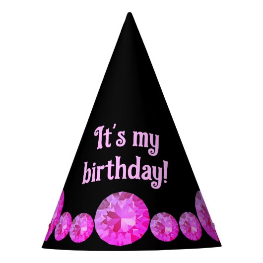 ピンクジェムパーティー帽子 パーティーハット (正面)