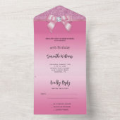 ピンクジェムフェミニンボウ&グリッター誕生日 オールインワン招待状 (内側)
