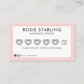 ピンクジェム淡い色のロゴハンドメイドジュエリーロイヤリティ報酬 名刺 (裏面)