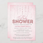 ピンクジェム&グリッターベビーシャワー 招待状 (正面/裏面)