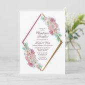 ピンクジオメトリックフローラシャンパンブレックファスト 招待状 (スタンド正面)