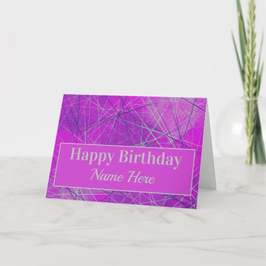 ピンクジオメトリック抽象芸術誕生日 カード (正面)