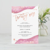 ピンクジオードとフェイクバラ金ゴールドルック21歳の誕生日| 招待状 (スタンド正面)