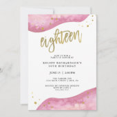 ピンクジオードと偽物のゴールドの外観 | 18歳の誕生日 招待状 (正面)