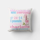 ピンクジグザグザグ誕生のお知らせ付きピンクキリン クッション (正面)