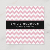 ピンクジグザグ、ピンクシェブロン、幾何学模様 スクエア名刺 (正面)