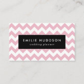 ピンクジグザグ、ピンクシェブロン、幾何学模様 名刺 (正面)