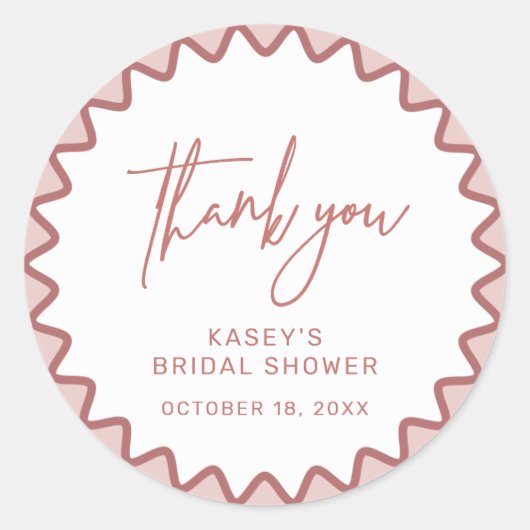 ピンクジグ縁どグザグステッカー ラウンドシール (正面)