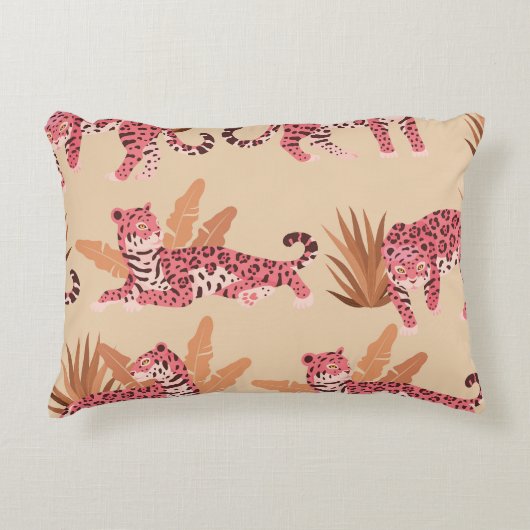 ピンクジャガー：かわいいヴィンテージシームレス アクセントクッション (正面)