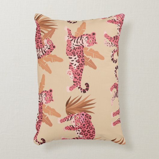 ピンクジャガー：かわいいヴィンテージシームレス アクセントクッション (正面(垂直))