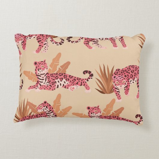 ピンクジャガー：かわいいヴィンテージシームレス アクセントクッション (裏面)